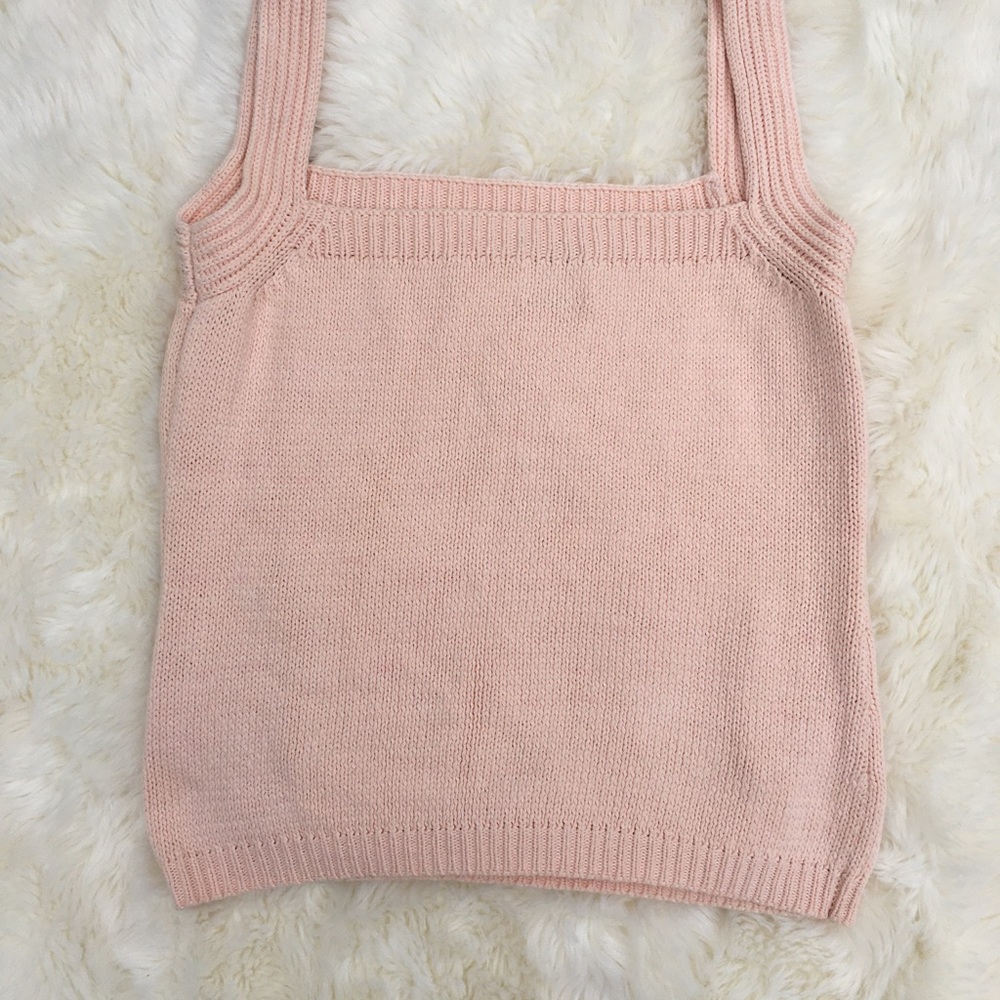 Vintage cotton knit tank with front pocket, sz s